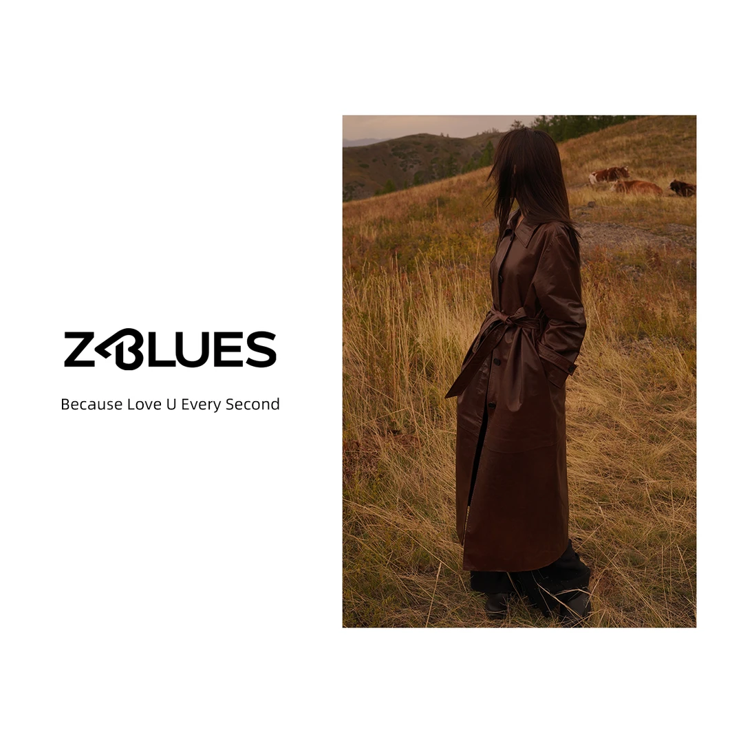 Z.blues【柏林漫步】鼎级羔羊皮轻油蜡涂饰手工明线长皮衣YZRCH854