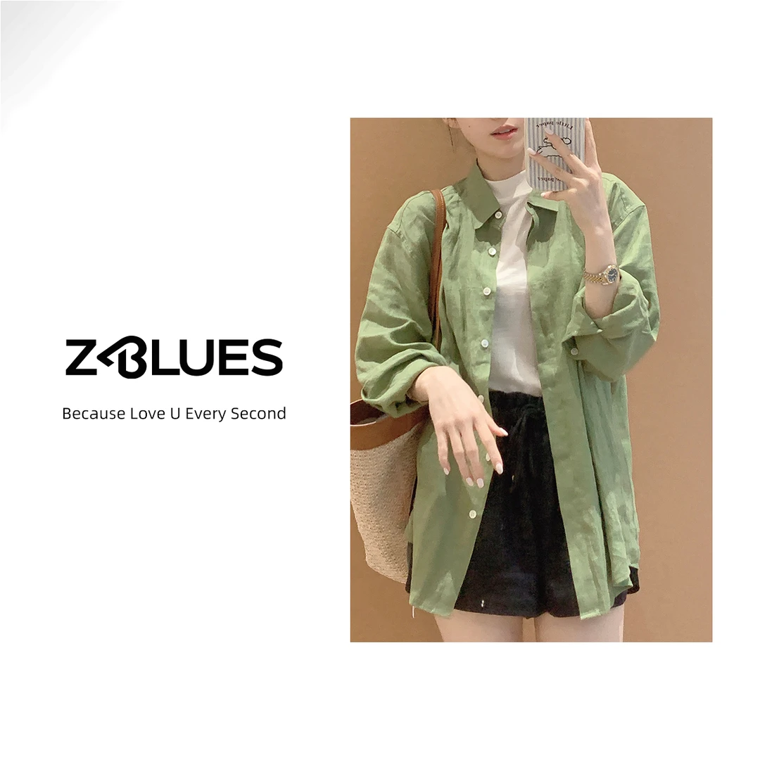 Z.blues【新氧襯衫】透氣襯衫休閒寬鬆亞麻款YZJXY4043