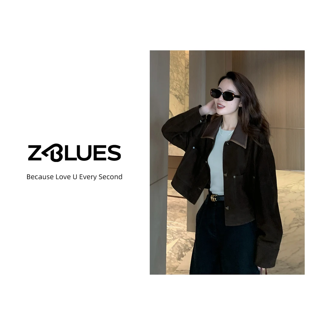 Z.blues【尼克斯】反绒皮A级羊皮革打磨Brown外套YZYSFS4236