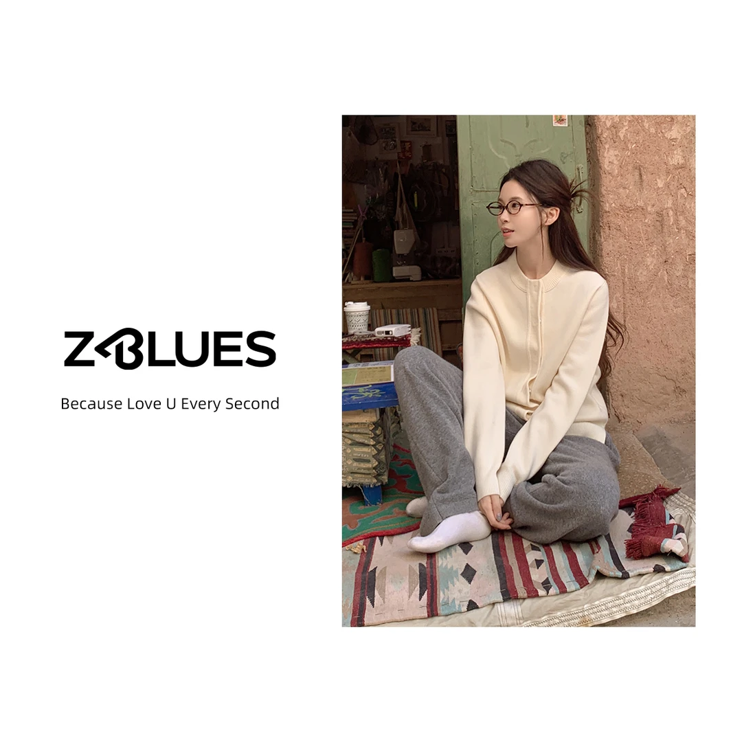 Z.blues【浪漫诗集】100绵羊毛70S圆领按扣开衫YZALM78ZP