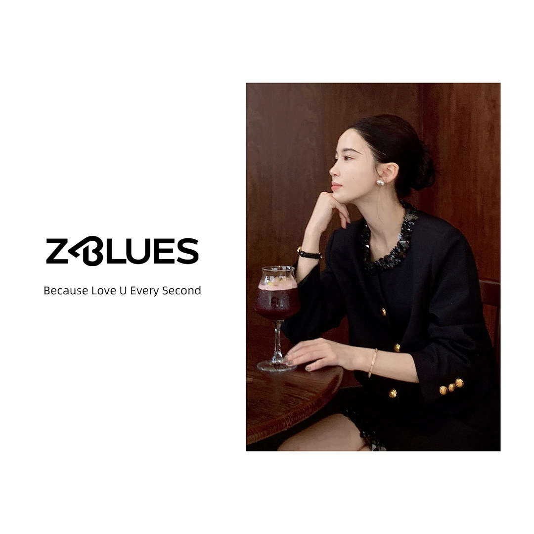 Z.blues【沉醉月光下】羊毛+宾霸面料纯手工钉珠亮片外套YZRCFS0558