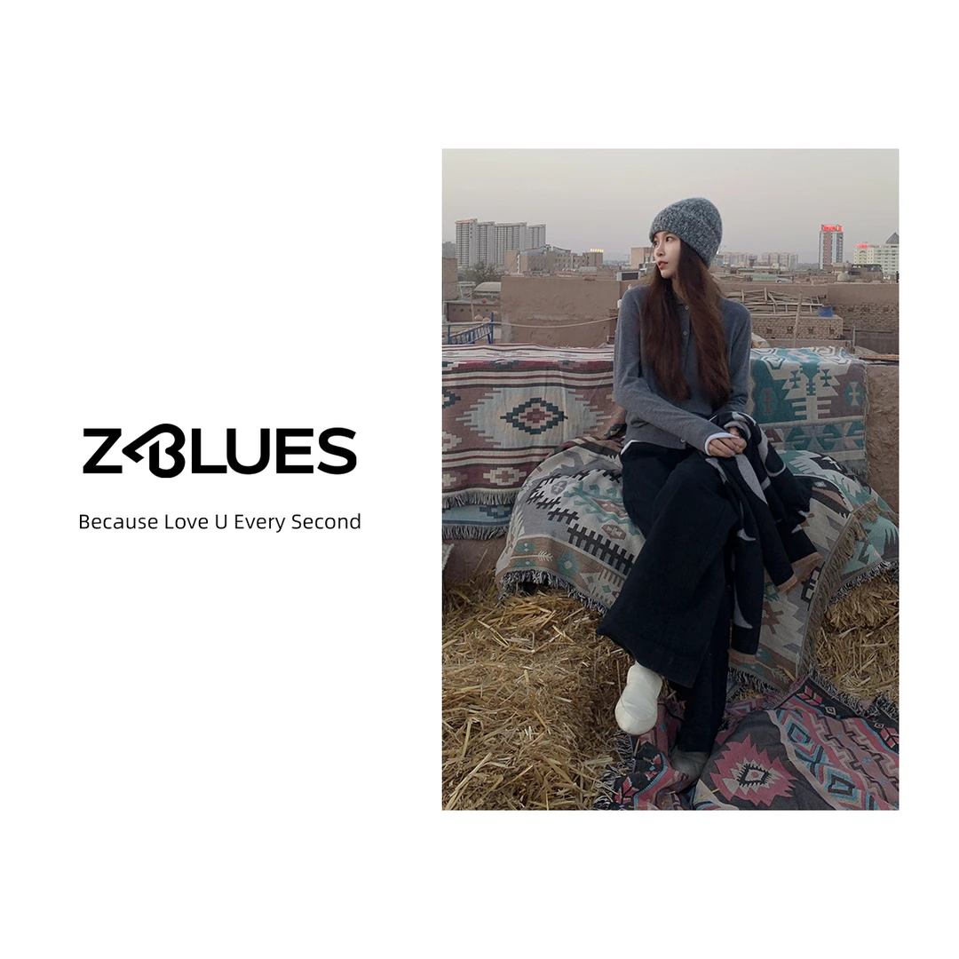 Z.blues【初秋雪松】绵羊毛桑蚕丝针织冬季翻领衬衫YZJRFS5097