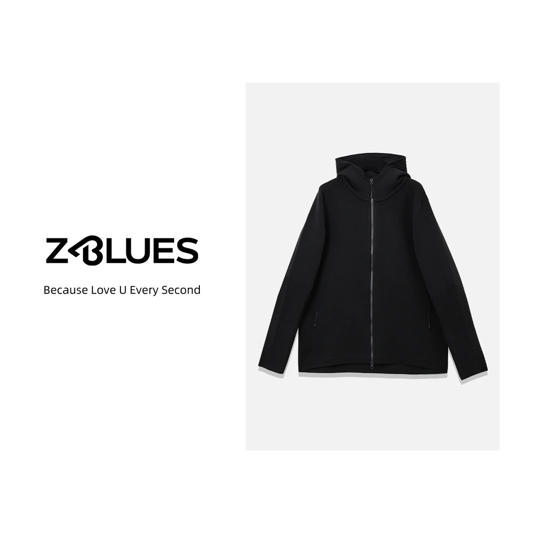 Z.blues【诗酒敬春秋】针织连帽休闲简约拉链款男装外套YZCFA544