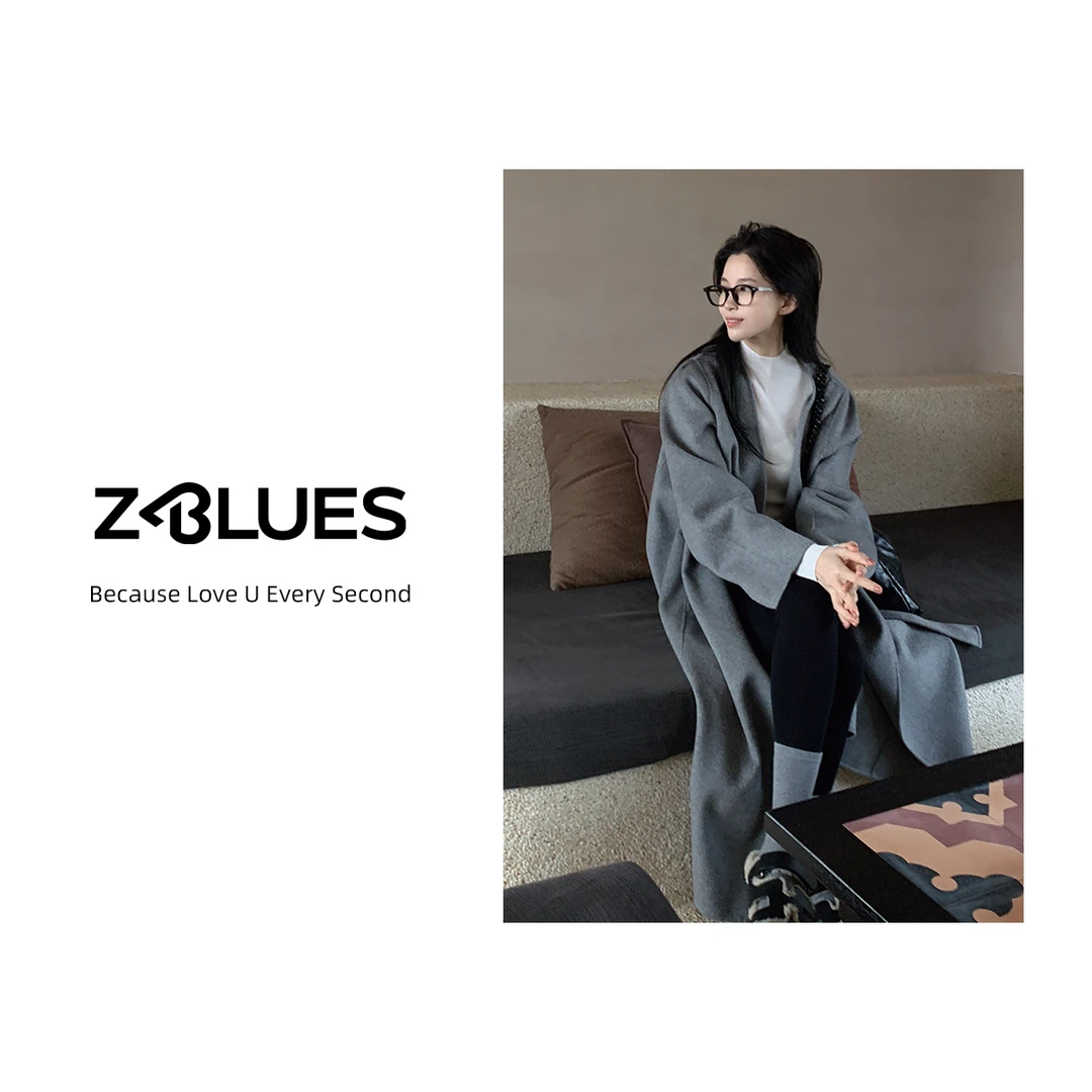 Z.blues【设计师】中长款气质暗扣百搭羊绒大衣毛呢外套YZDPYR0624