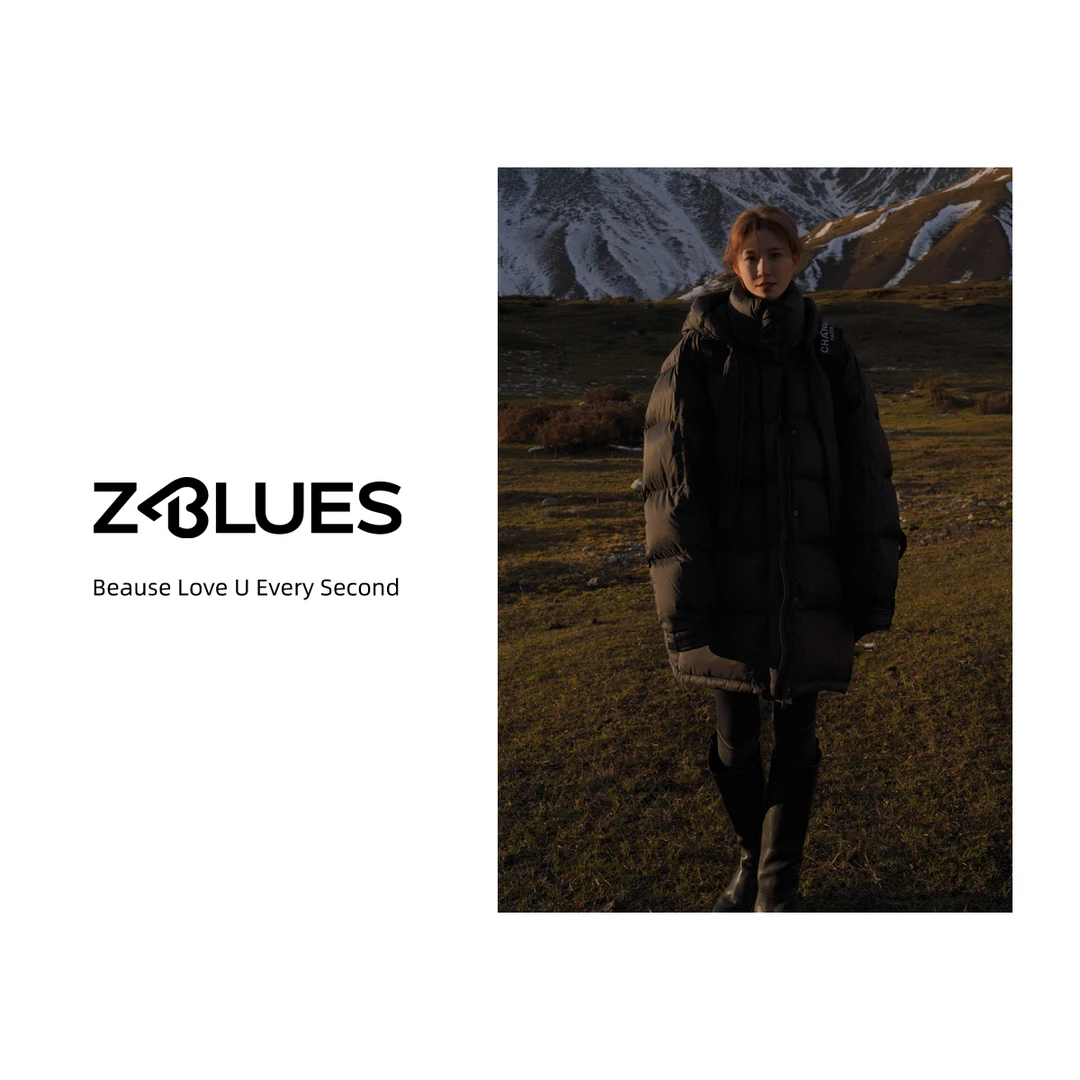 Z.blues【江畔清月】中长款90白鹅绒外套女双帽加厚羽绒服YZDC7311