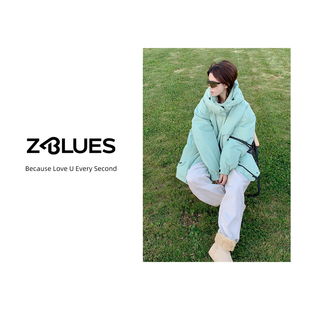 Z.blues【黑粉款】冬季保暖阔版带帽90白鹅绒派克羽绒服YZDC7392