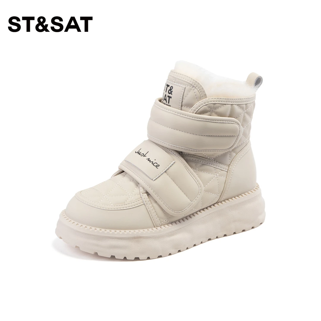 St&Sat/星期六雪地靴加绒2023冬季新品厚底魔术贴女靴SS3411A1CQ