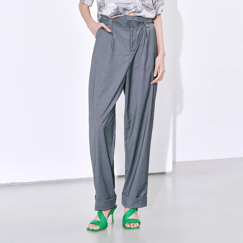 XG休闲裤XI202025A583阔腿裤高腰直筒夏季宽松长裤显瘦运动时尚