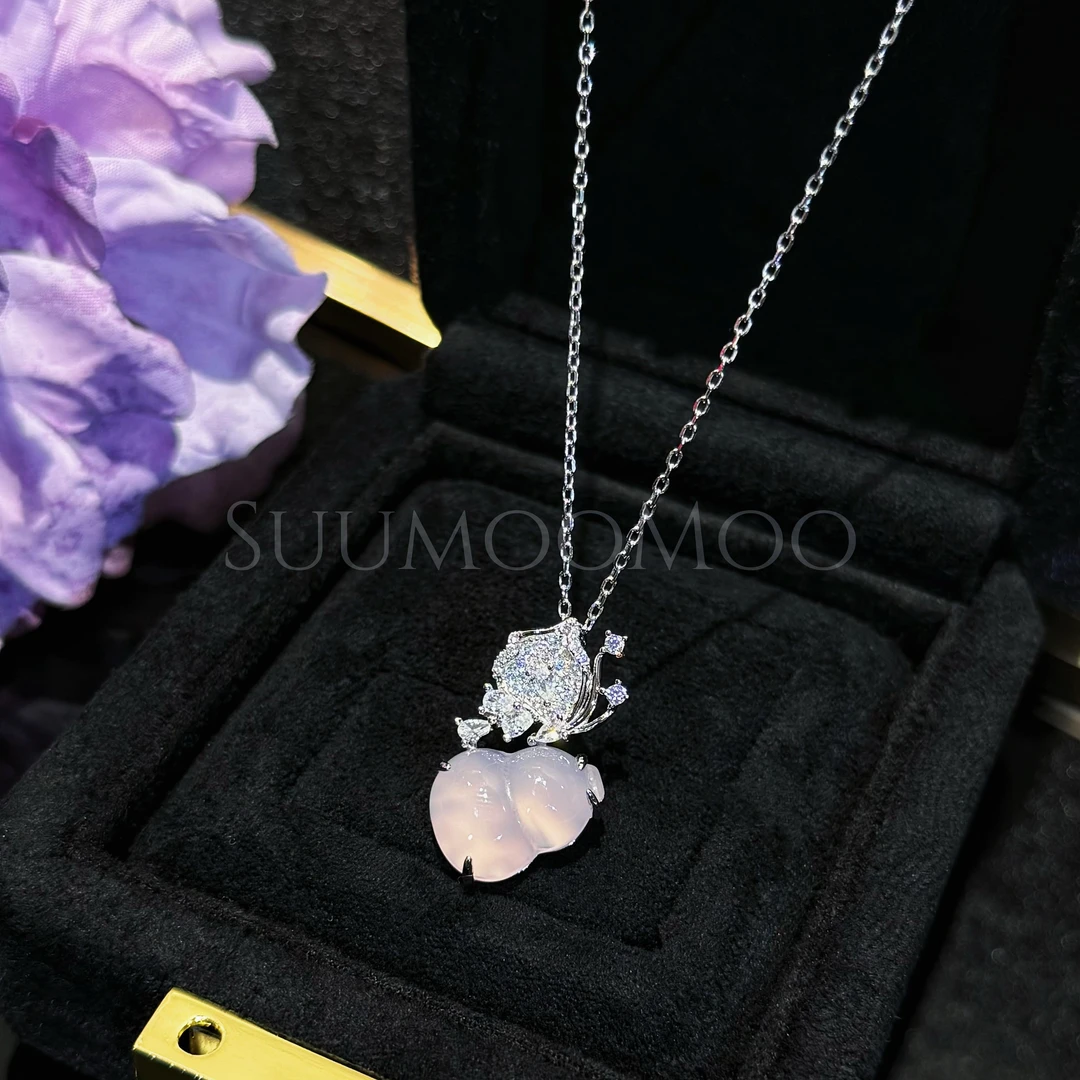 坠链均925银合成锆石 【仙女款】时尚紫罗兰葫芦项链 925通体银