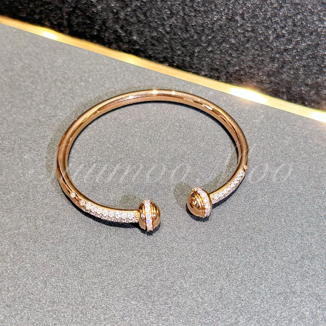 925银合成锆石手镯 【运转】法式时尚满钻手镯 925通体银