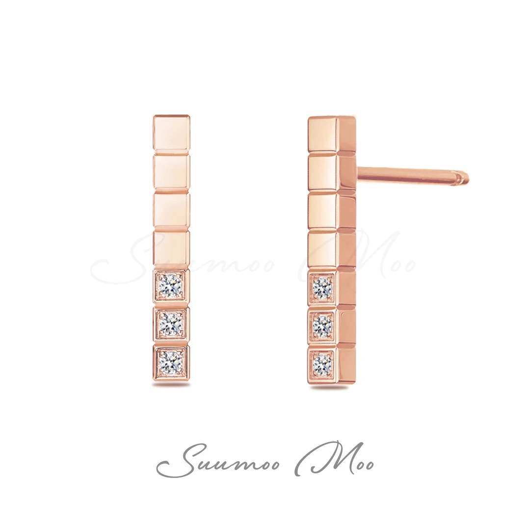 925银合成锆石耳饰 法式时尚小方块耳钉