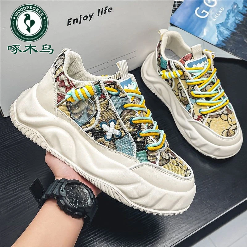 啄木鸟增高帆布鞋厚底薄荷曼波风透气男鞋夏季休闲鞋潮流百搭板鞋