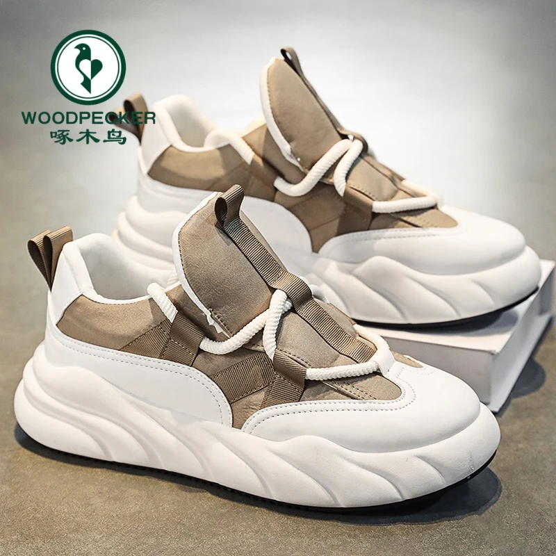 正品啄木鸟2025新款男鞋夏季百搭运动休闲鞋增高老爹鞋网红潮鞋