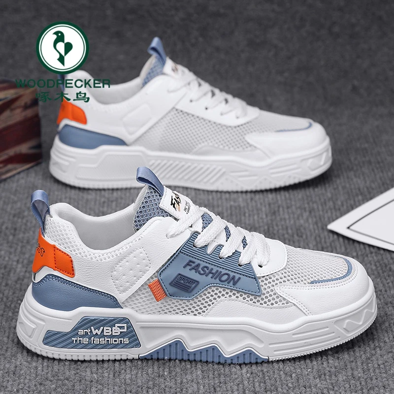 啄木鸟2025夏季新款男鞋学生显瘦网面鞋透气休闲运动鞋轻便小白鞋