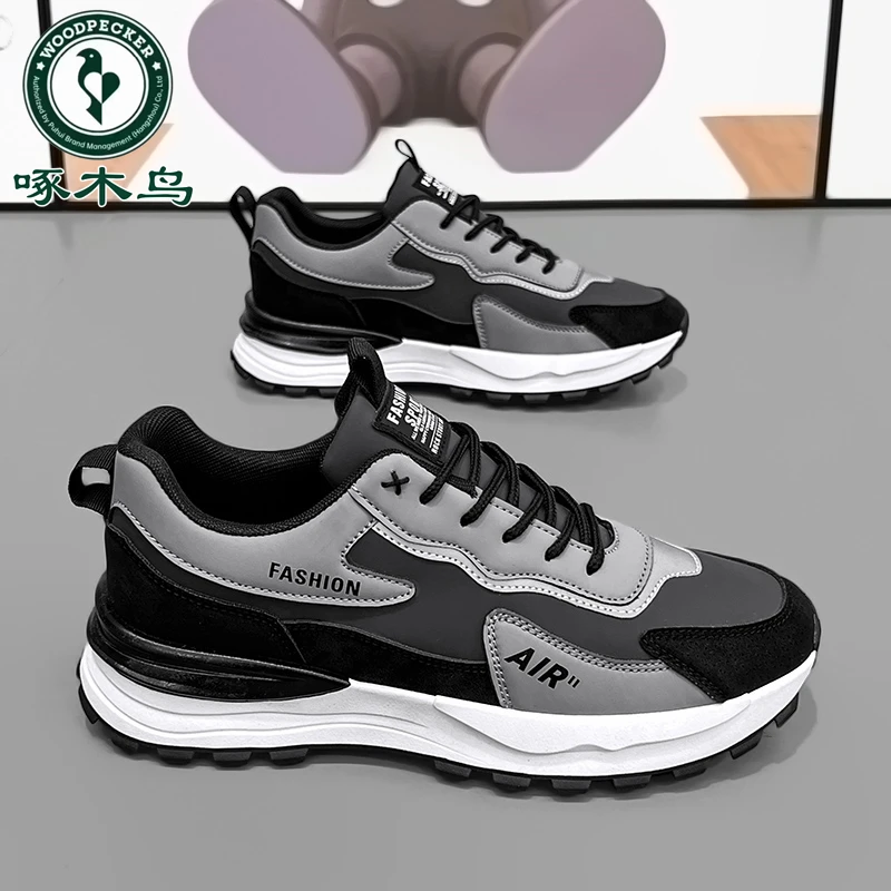 【正品】啄木鸟爆款男鞋2025夏季休闲百搭运动鞋潮流男士跑步老爹鞋