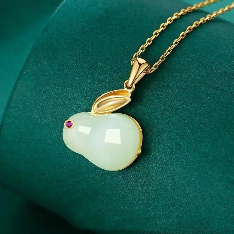 合金项链 吉祥玉兔项链古风转运吊坠时尚百搭项链