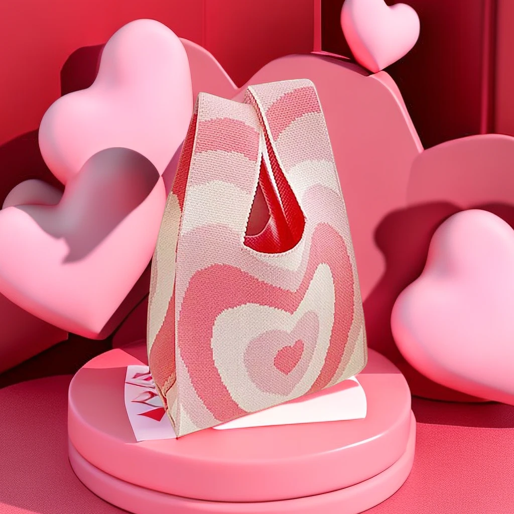 ins网红单肩包手提包女针织毛线水桶包百搭手拎休闲托特包便当包