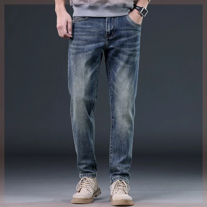 牛仔裤男士潮流百搭牛仔裤宽松修身直筒时尚弹力