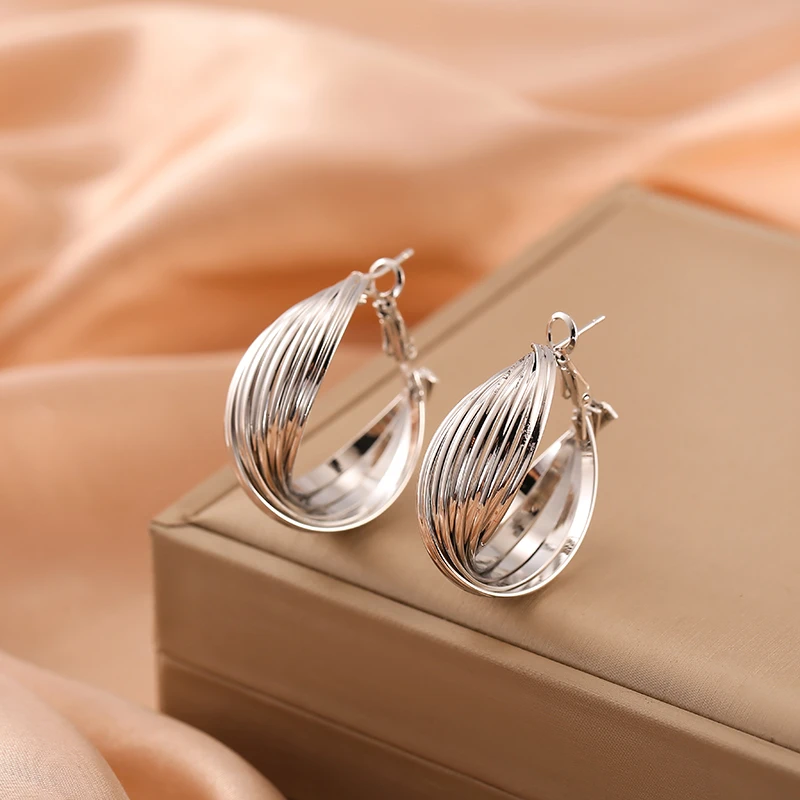 合金耳饰 又辣又高级！金属复古港风大圈耳环小众设计耳钉耳饰女