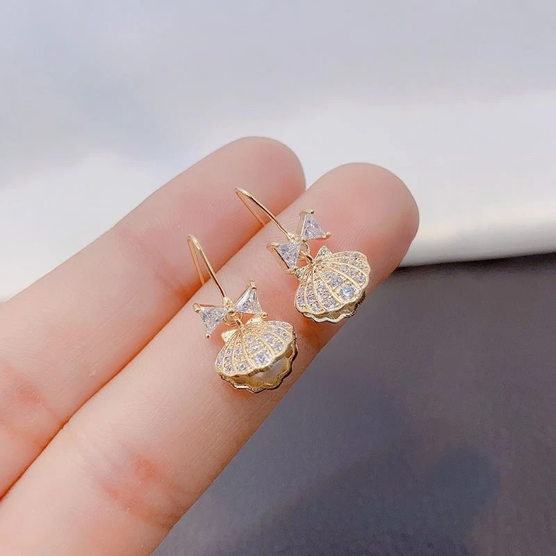 合金耳饰 新款潮气质耳环耳钩超闪个性时尚潮蝴蝶结耳饰简约