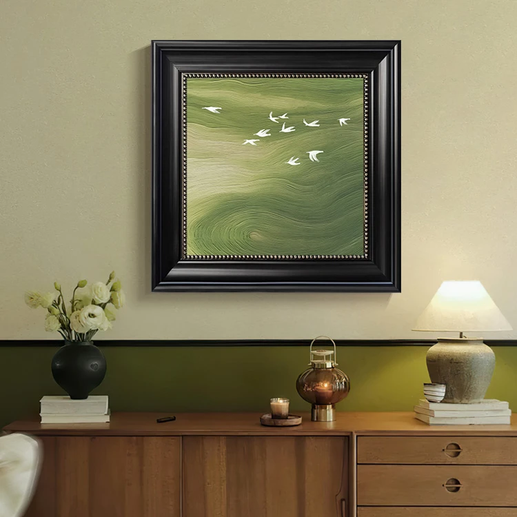 【画为峰】《绿野》绿色风景法式中古风客厅装饰画复古卧室餐厅挂画