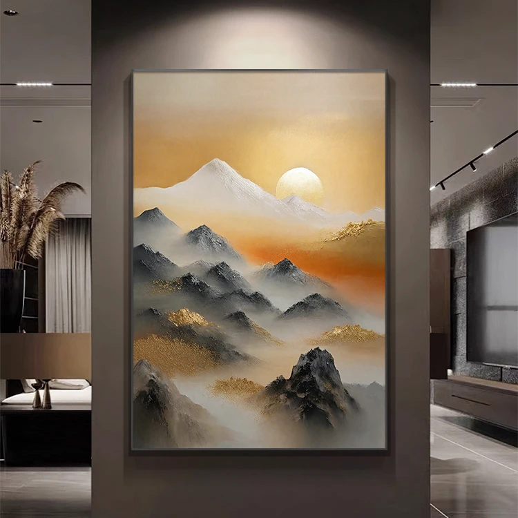 【东方画廊】日照金山玄关装饰画现代简约客厅过道挂画沙发落地画