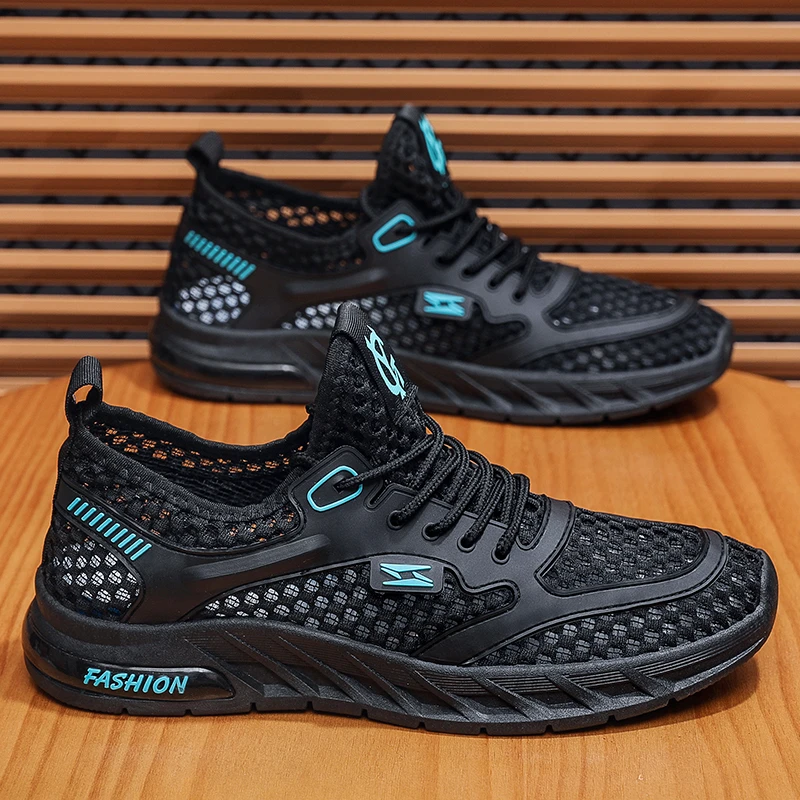 时尚百搭潮鞋子男士冬季透气男士休闲潮流防滑男鞋网面鞋镂空网鞋