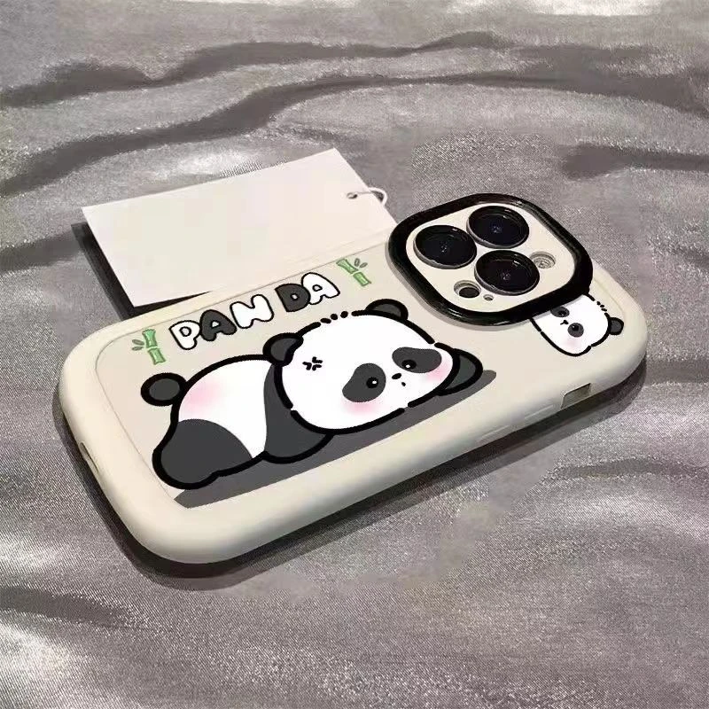 可爱趴着熊猫适用苹果15华为/vivo/oppo小米iPhone14promax手机壳