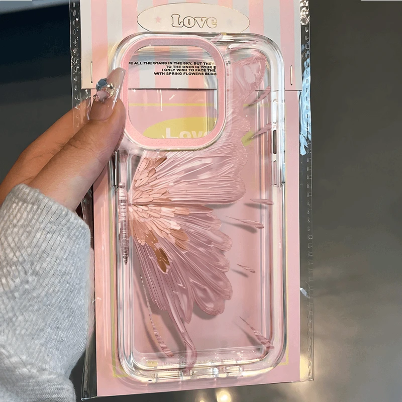 半边蝴蝶翅膀适用苹果15_14_13_12手机壳华为oppo小米vivo轻薄女