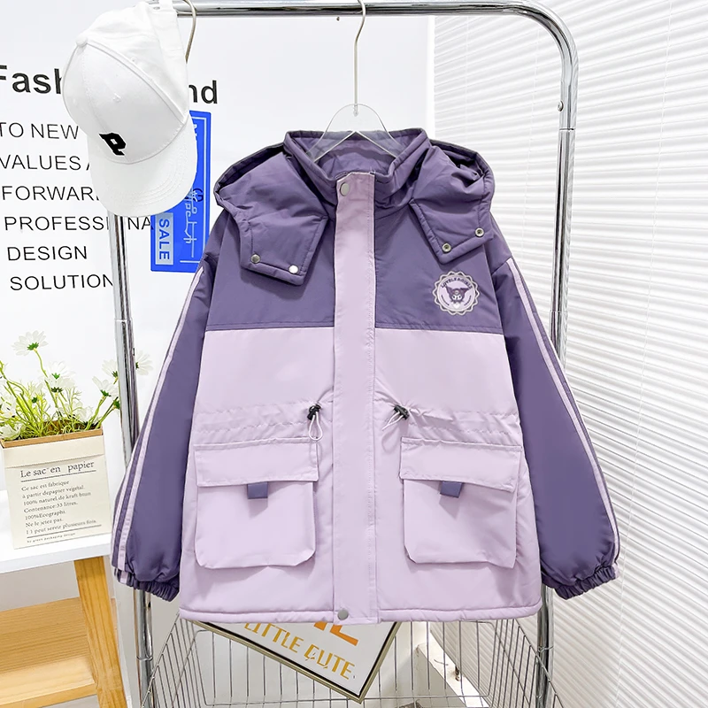 冬季新款女童连帽棉服潮流宽松儿童时尚外套中大童zb3888简约童品