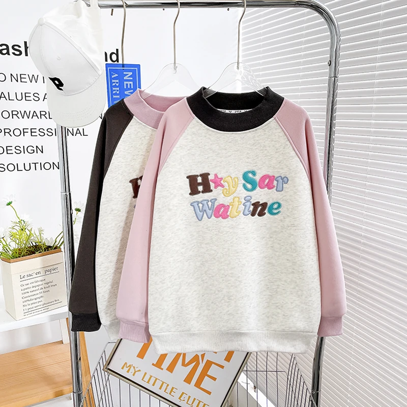 女童卫衣冬装2024年新款加绒加厚保暖宽松洋气卫衣zb3990简约童品