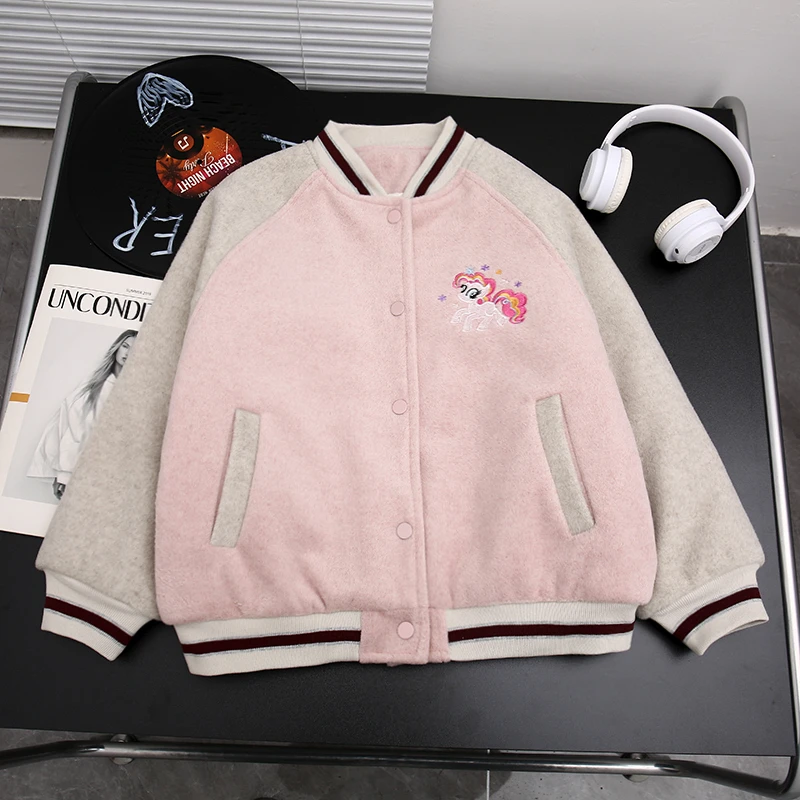 冬季新款女童棒球服外套童装休闲宽松洋气潮童外套zb3824简约童品