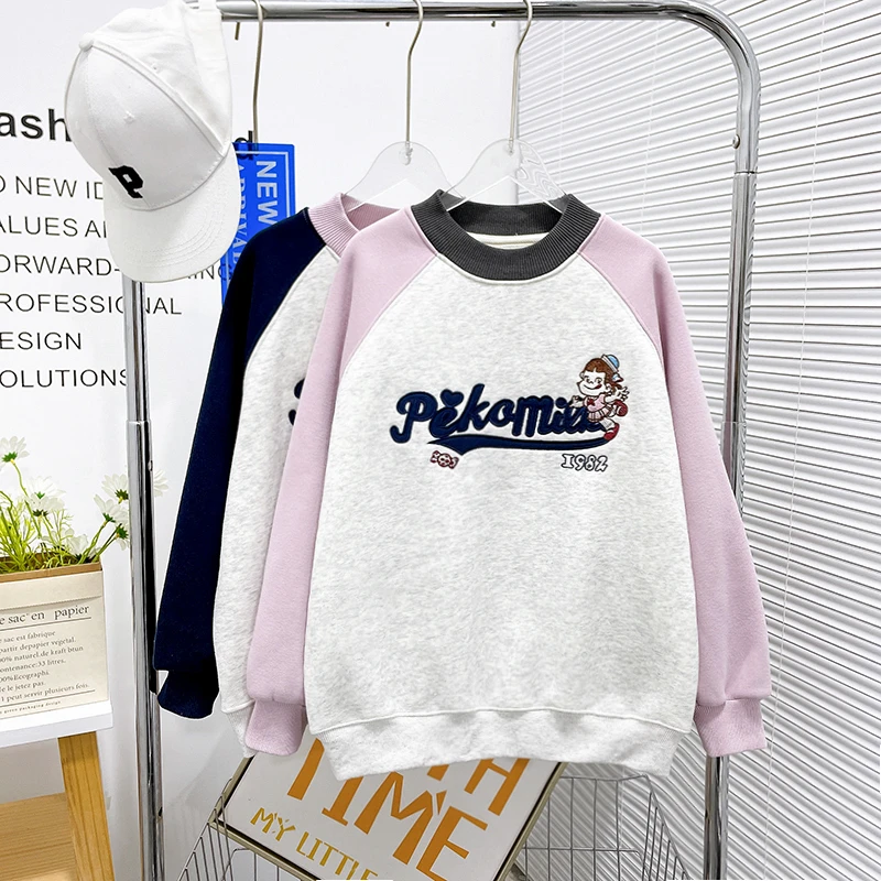 女大童卫衣冬装2024年新款加绒加厚保暖小女孩卫衣zb3875简约童品