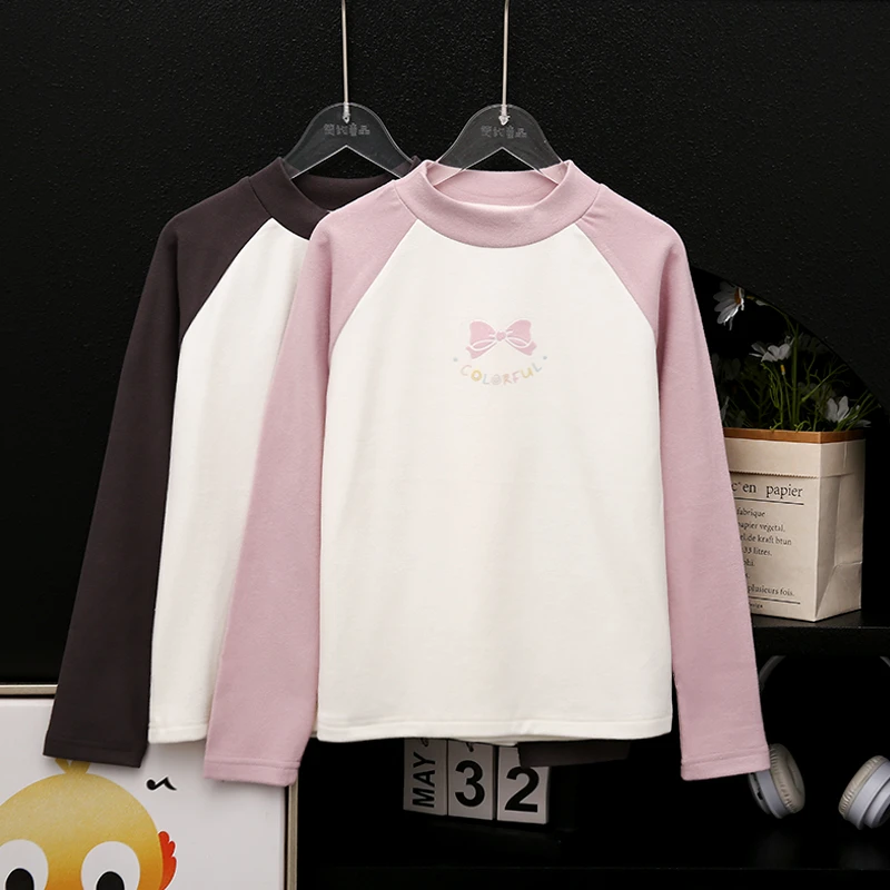 冬季新款圆领卫衣女大童中大童打底衫潮童外穿保暖zb3693简约童品