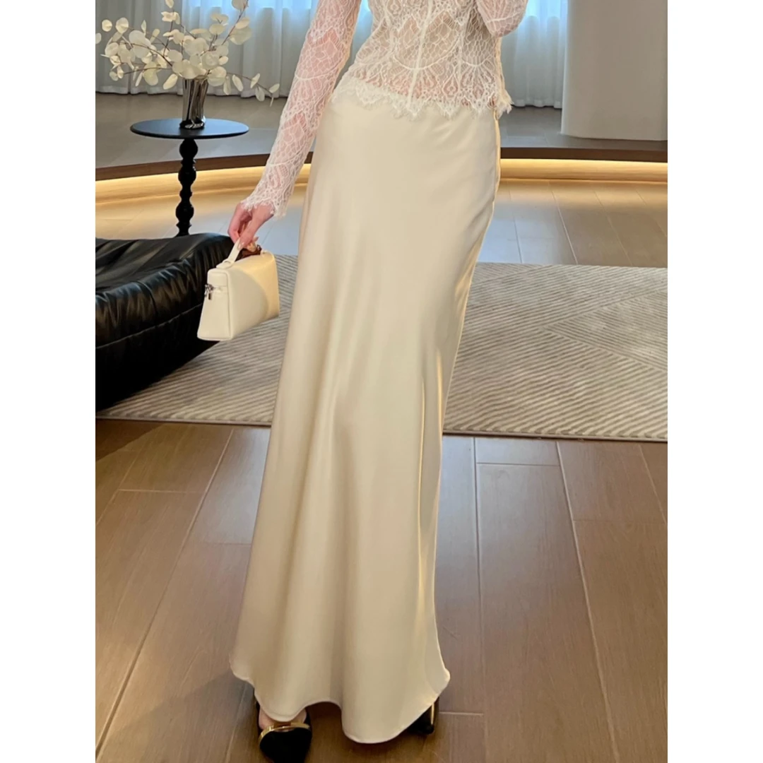 【一眼万年】法式气质缎面高腰半身裙女春季新款显瘦包臀鱼尾裙子女