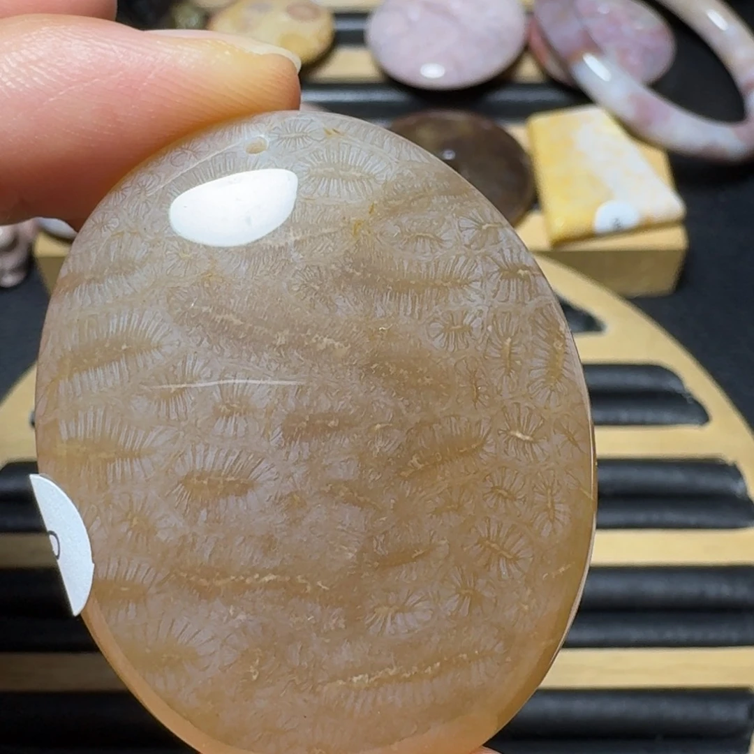 硅化玉咖糖 虫纹未镶嵌