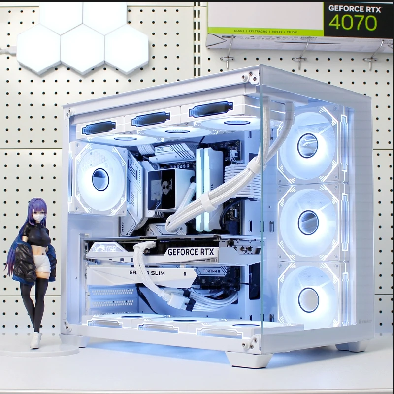航嘉S980龙卷风海景房机箱全景版matx白色水冷游戏电脑主机台式机