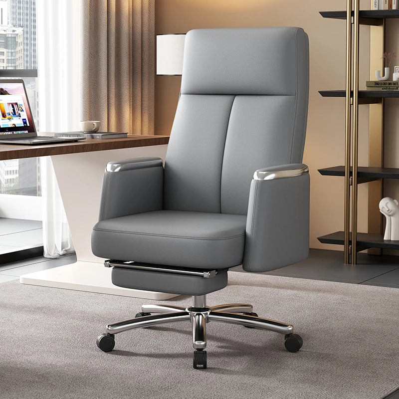 电脑椅家用人体办公椅可躺午休椅舒适久坐靠背书房椅真皮老板椅子