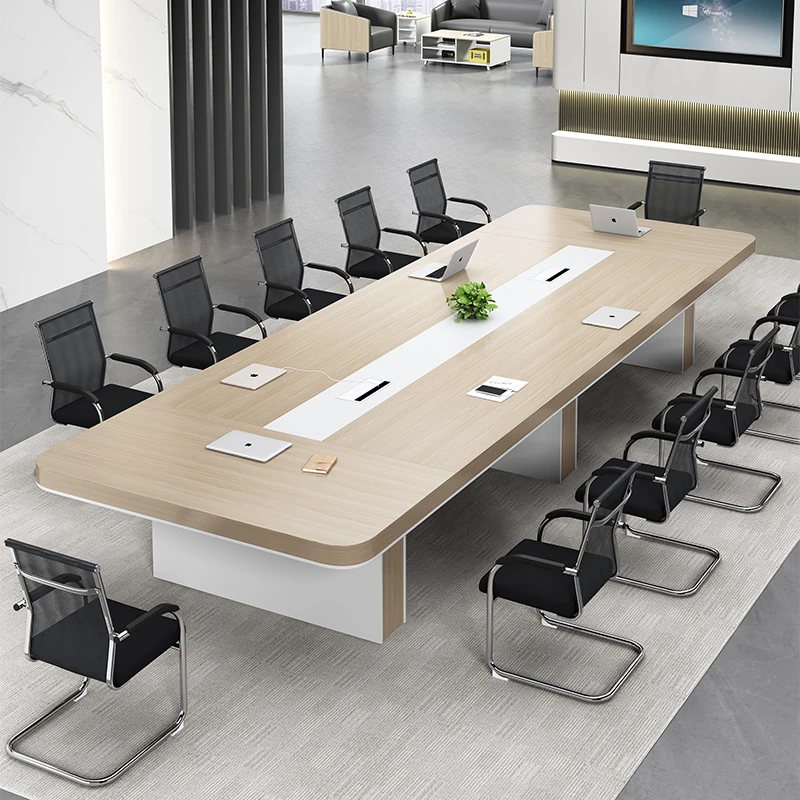 办公家具大型会议桌长桌简约现代办公桌长方形会议室桌椅组合圆角