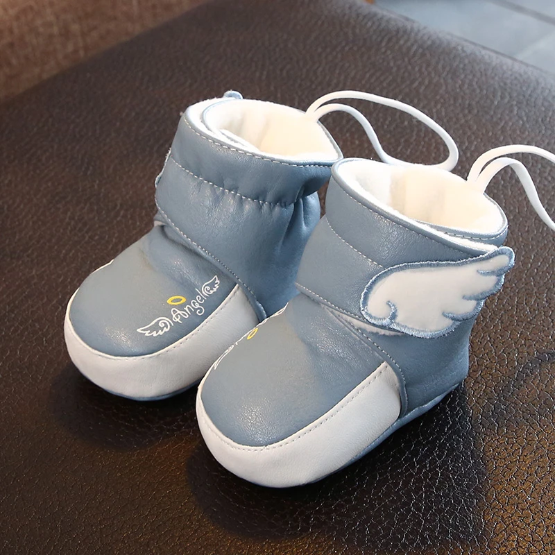 婴儿鞋秋冬季皮质棉鞋软底宝宝鞋男女加绒加厚不掉鞋0-1岁8-9个月