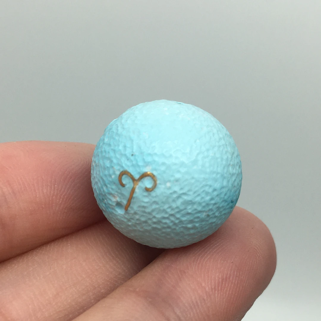 原矿绿松石高瓷天空蓝搓金星球珠锁骨顶珠19mm7.7g支持地大鉴定