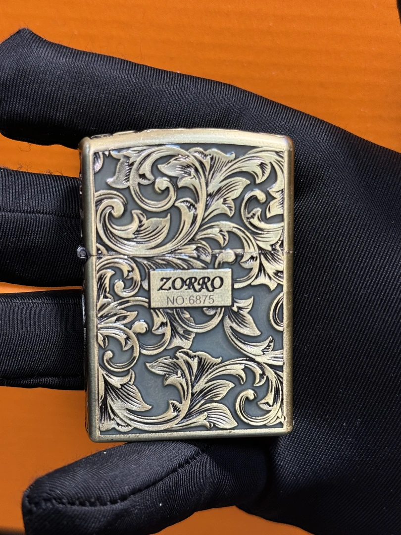 佐罗青铜夜光唐草荧光绿浮雕金属ZK32-1复古防风煤油打火机不带油