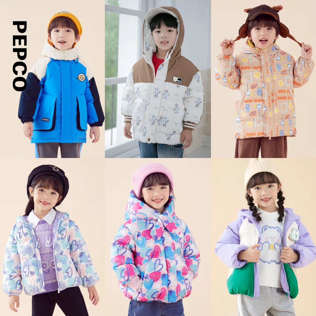 小猪班纳童装儿童带帽羽绒服小童男童羽绒外套宝宝女童772347101