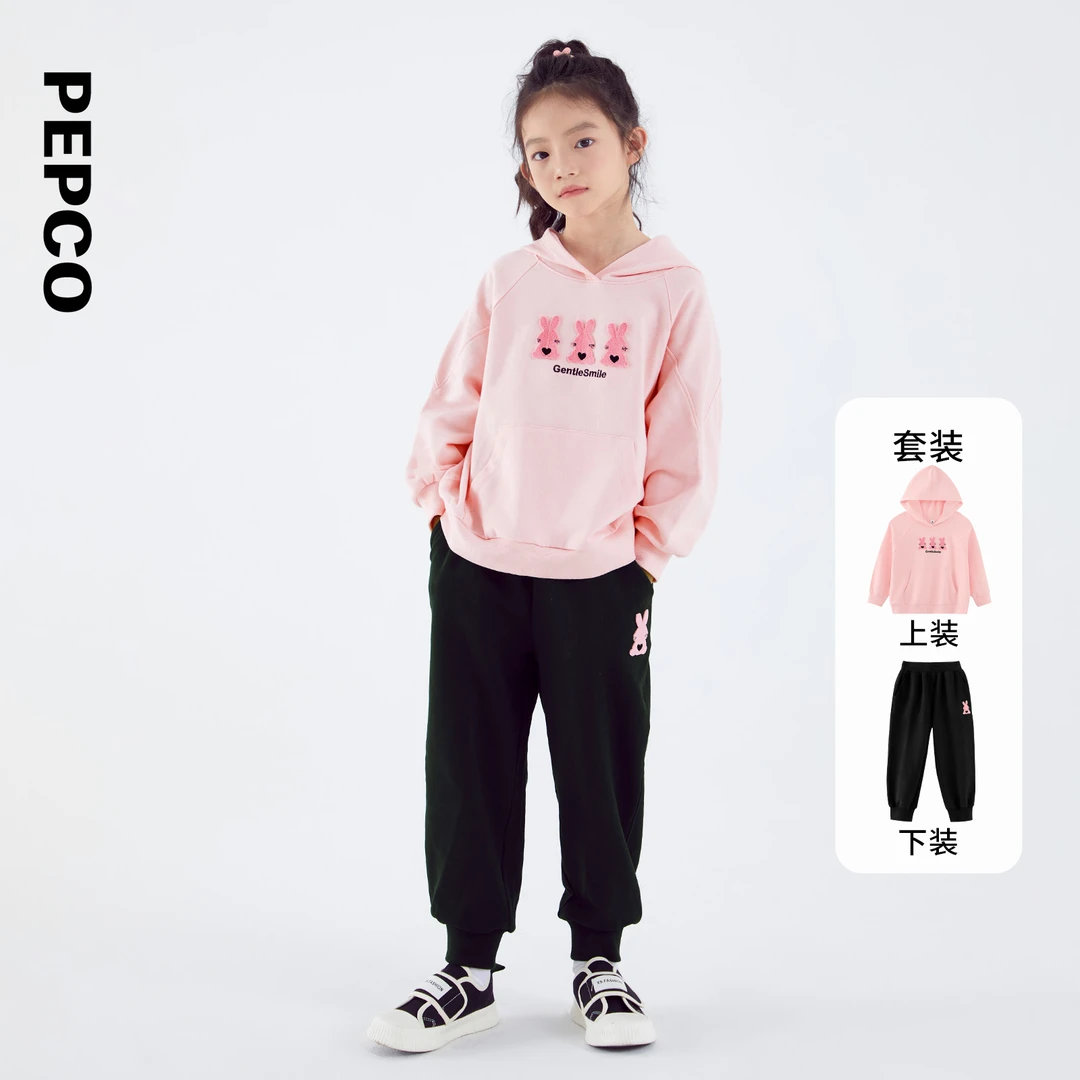 小猪班纳冬装儿童连帽卫衣中大童女童上衣女孩休闲套装822416409