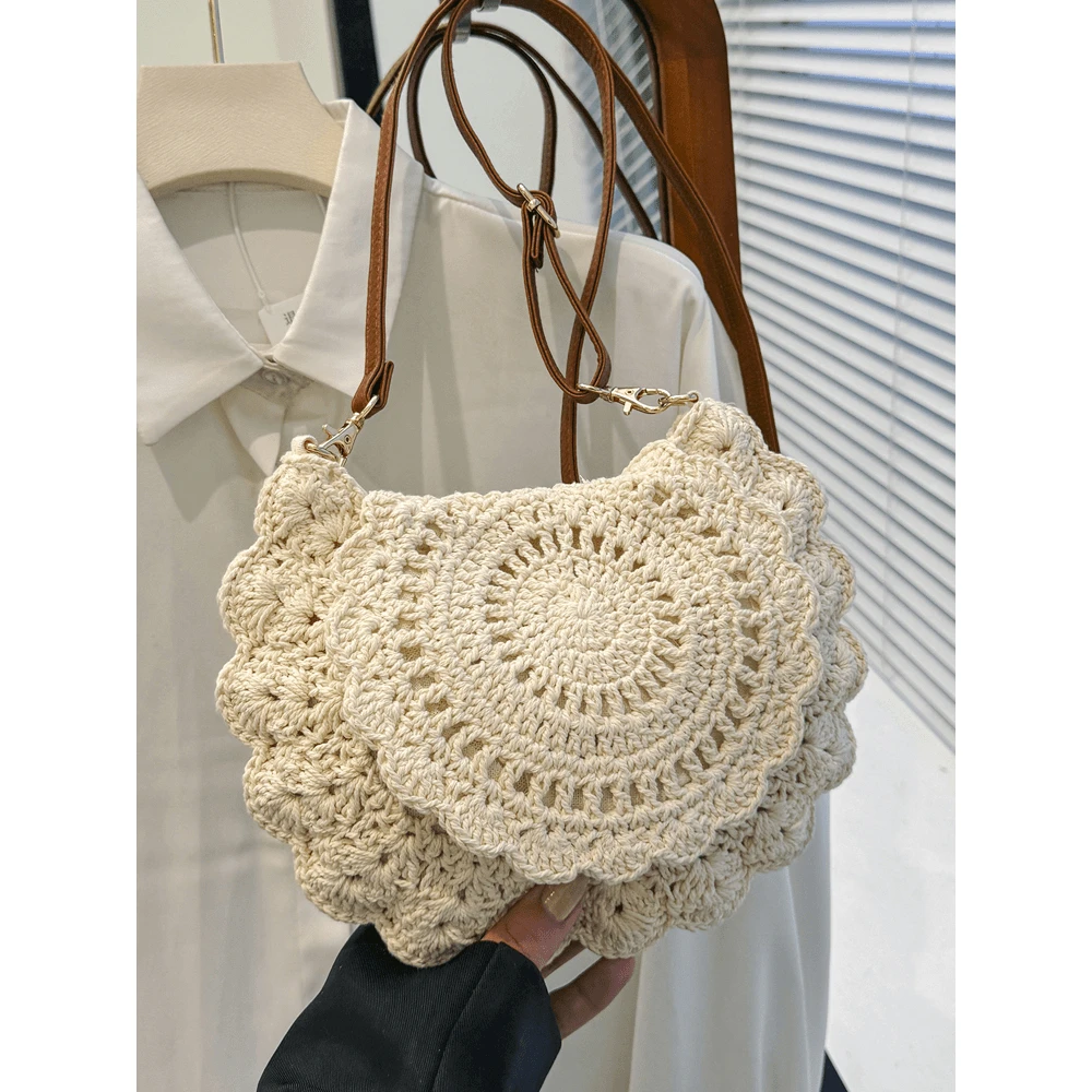 洋气花边编织草编包包女2025新款夏季流行百搭斜挎包海边度假小包