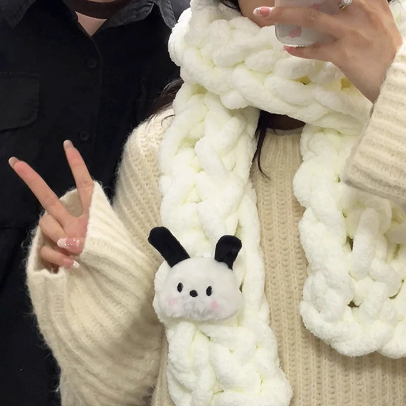 帕恰狗手指围巾手工diy毛线材料包超粗冰条线团编织围脖送男女友