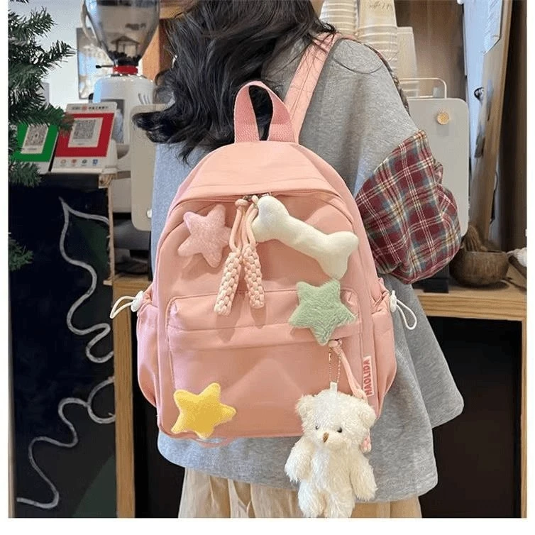 简约百搭学院风书包高中生大学生少女心少年感小清新双肩背包M121