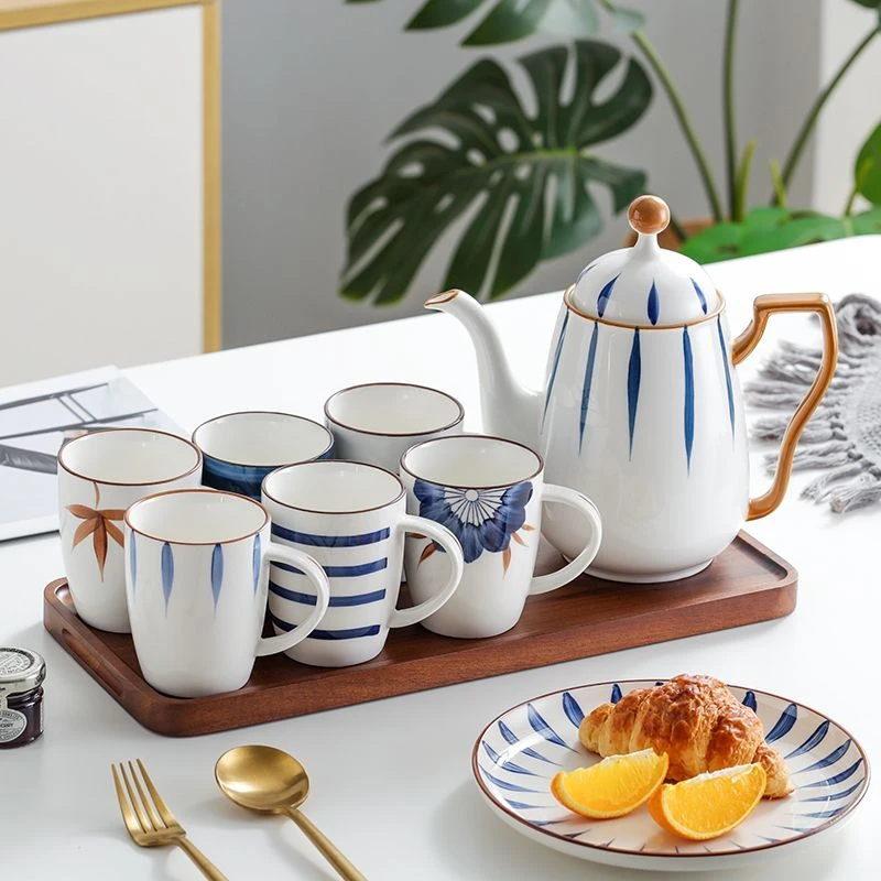 日式年轻人陶瓷水杯简约茶杯家用水具亲子茶具家庭杯喝水杯大容量