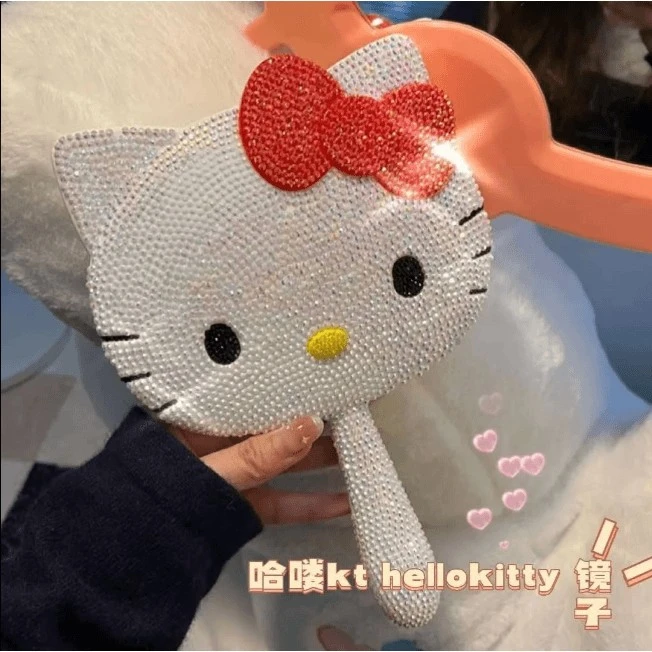 凯蒂猫手柄镜子贴钻材料包送闺蜜女朋友生日礼物网红化妆镜J150