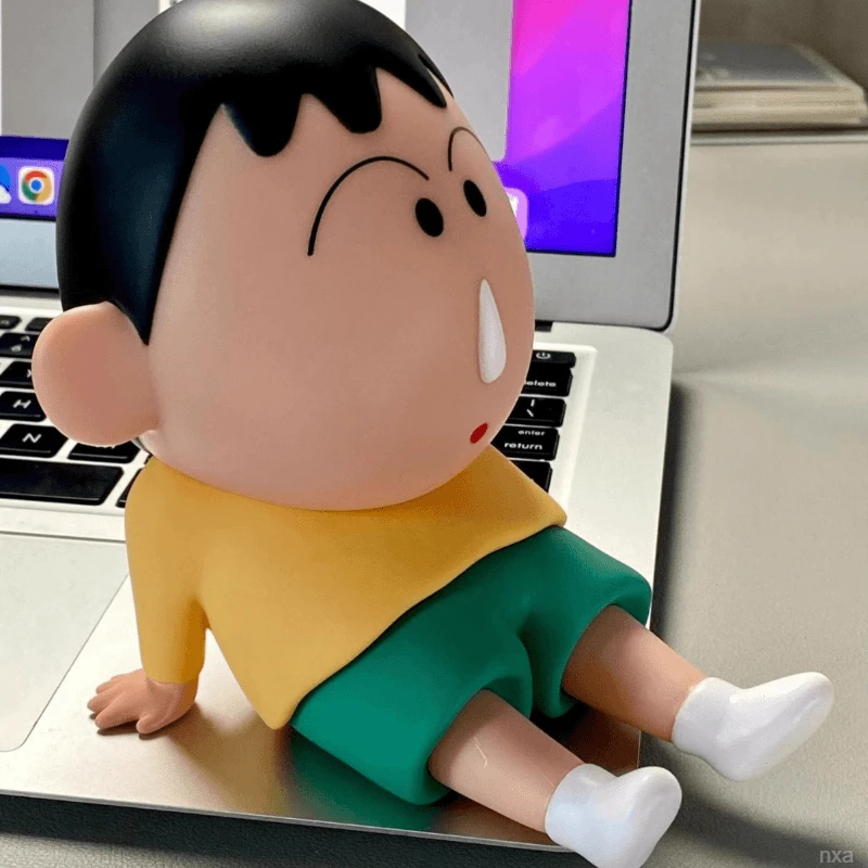蜡笔小新手办阿呆手机支架摆件新之助模型阿呆搪胶公仔治愈系T636